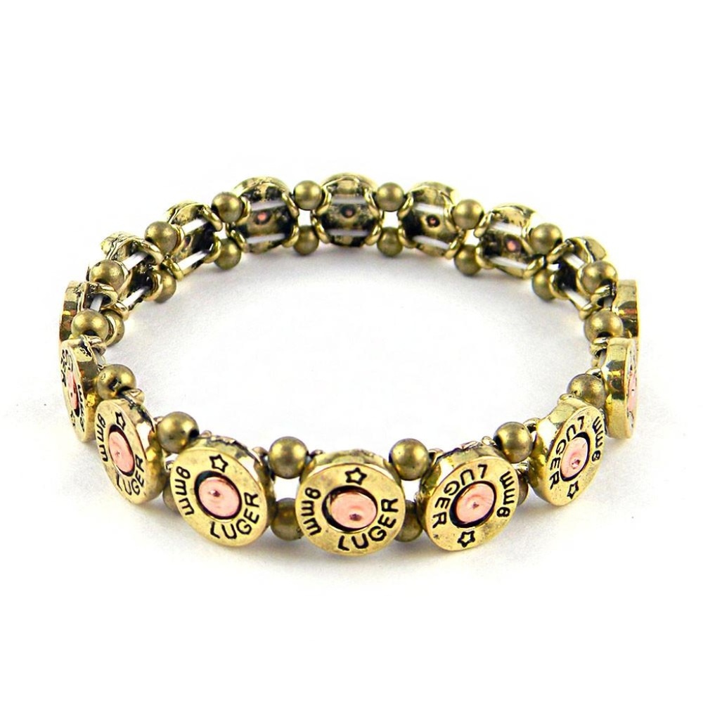 BRASS 8mm Luger Bullet with Crystal Stretch Bracel